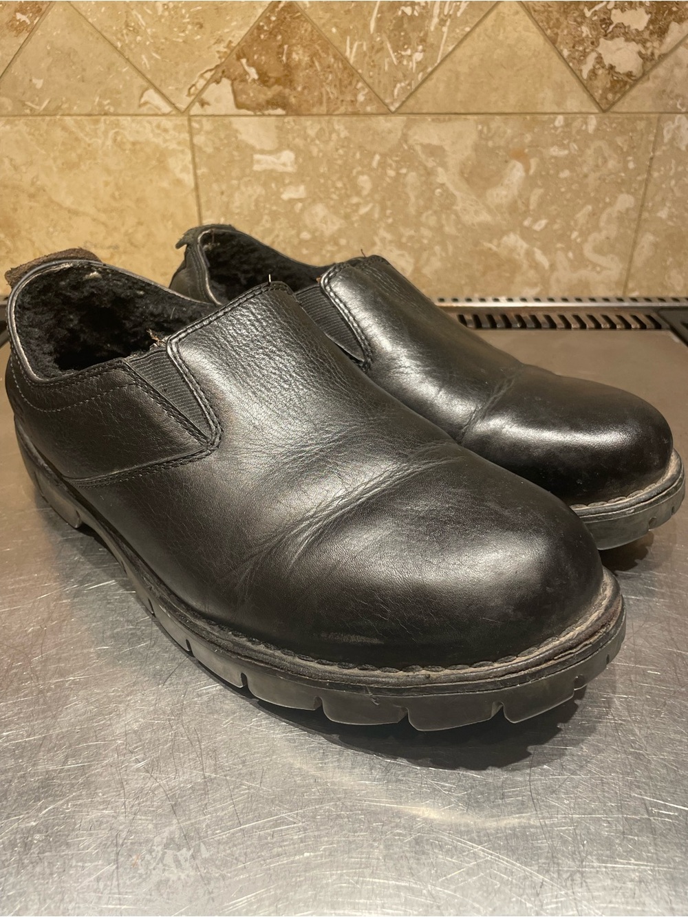 UGG Men's Black Leather Slip-On Loafers